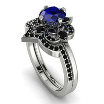 Unique Bloom Halo Sapphire Bridal Set - Amanda No. 45 image 1