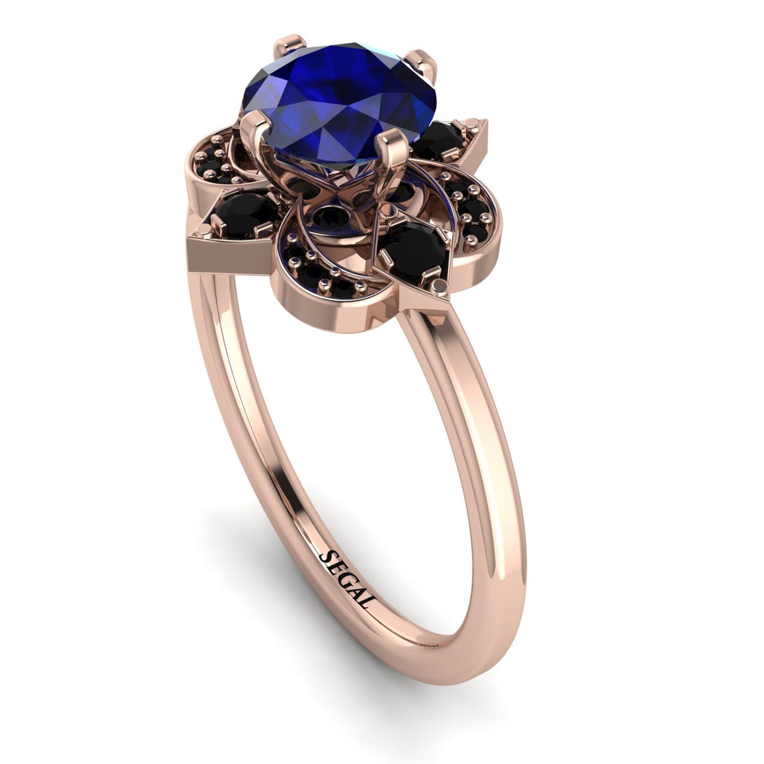 Unique Bloom Halo Sapphire Ring - Amanda No. 44