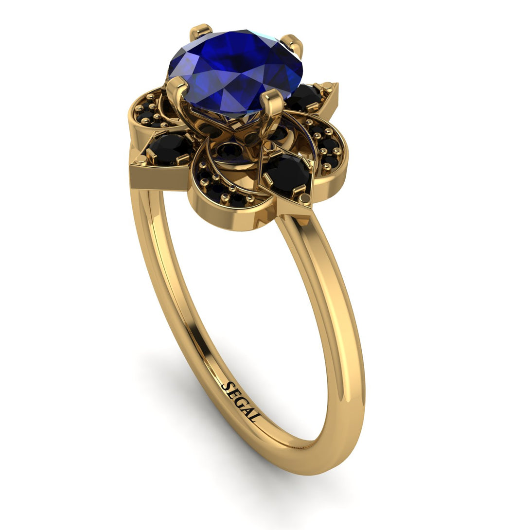 Unique Bloom Halo Sapphire Ring - Amanda No. 43