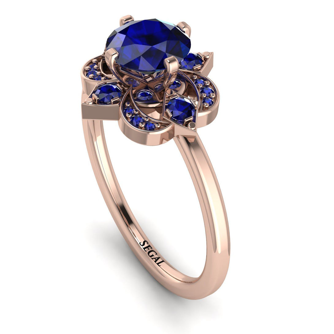 Unique Bloom Halo Sapphire Ring - Amanda No. 74