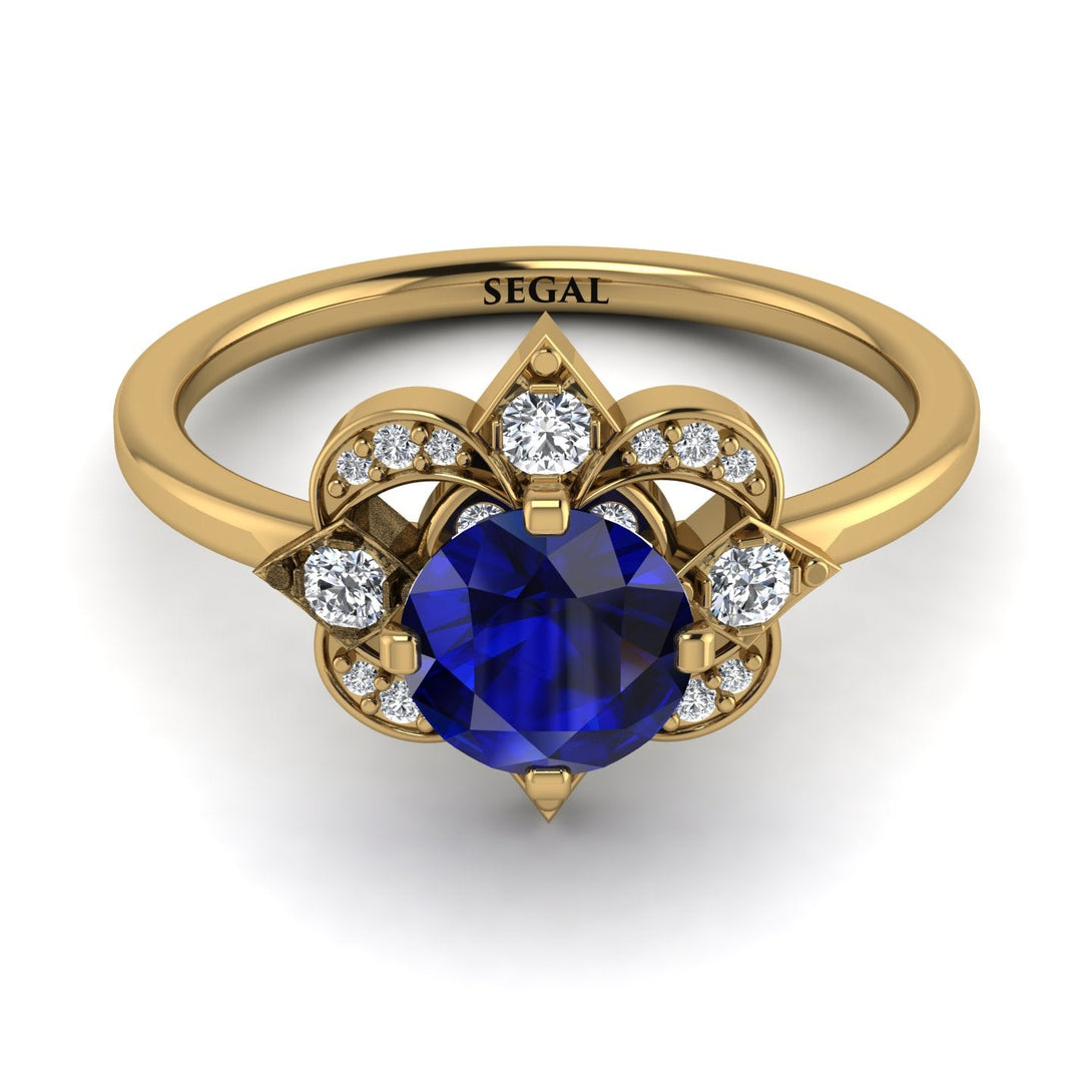 Unique Bloom Halo Sapphire Ring - Amanda No. 13