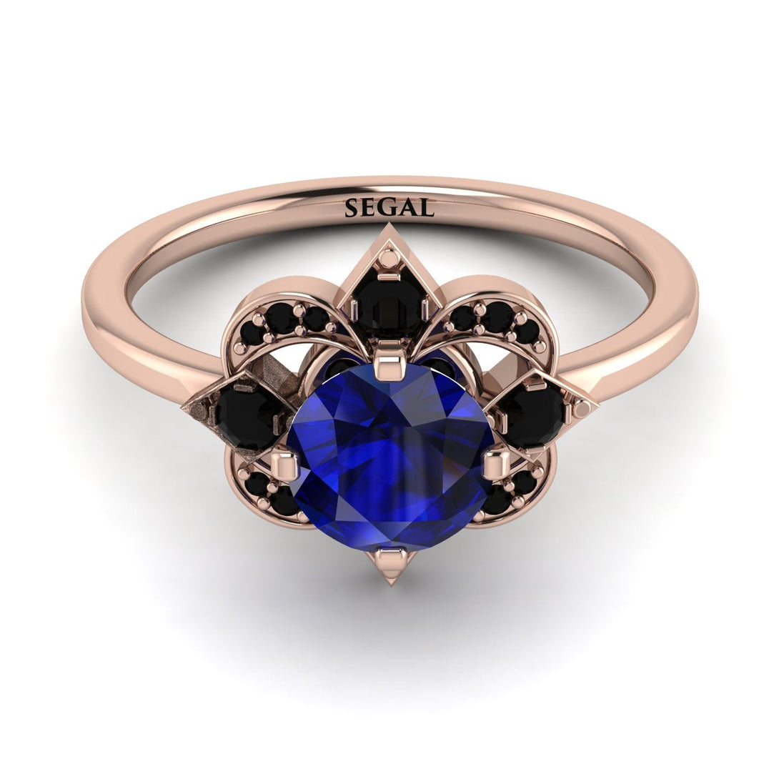 Unique Bloom Halo Sapphire Ring - Amanda No. 44