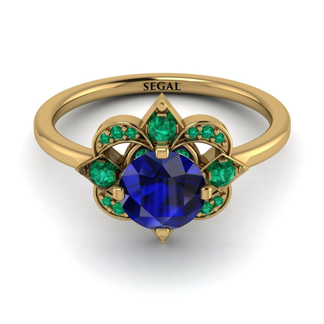 Unique Bloom Halo Sapphire Ring - Amanda No. 28