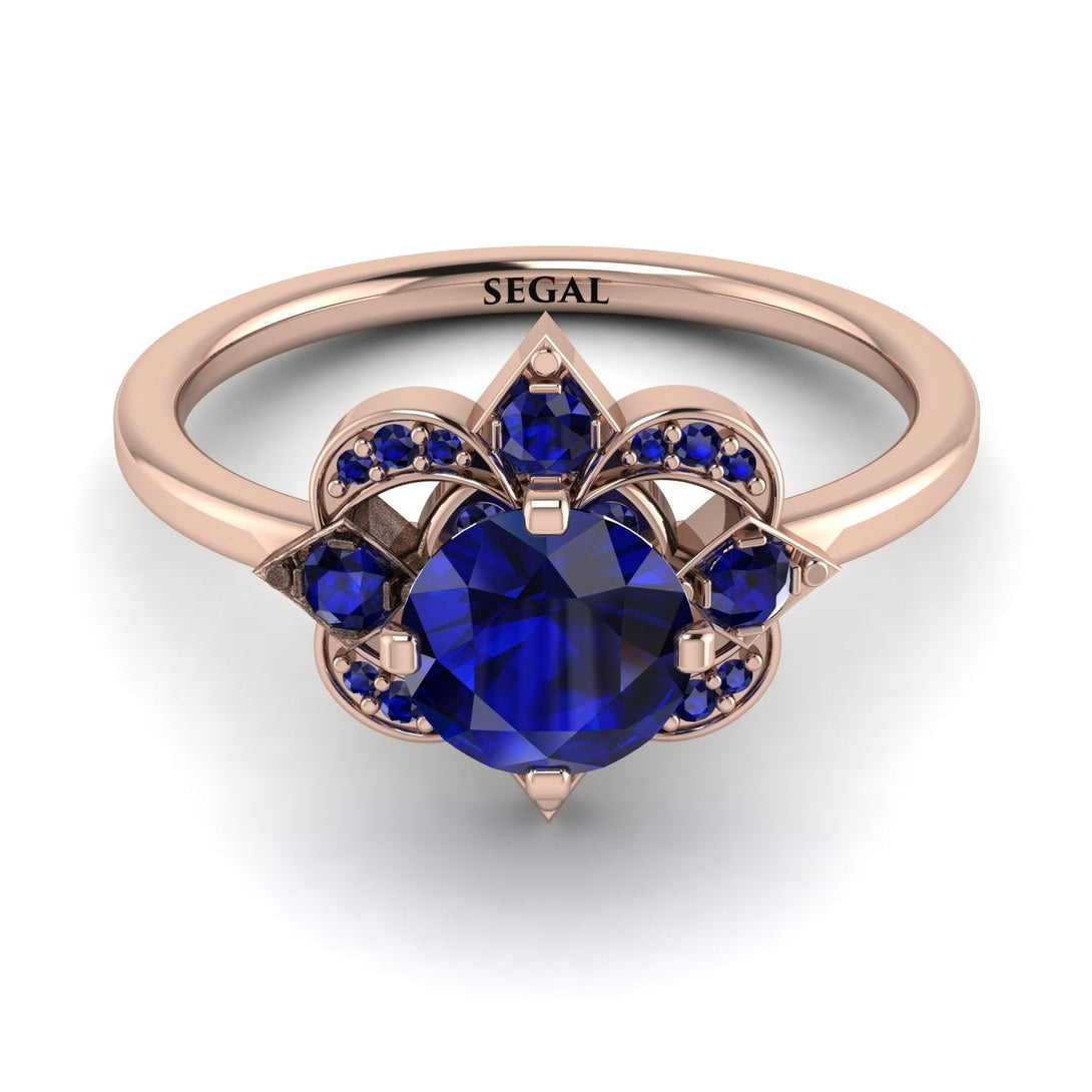 Unique Bloom Halo Sapphire Ring - Amanda No. 74