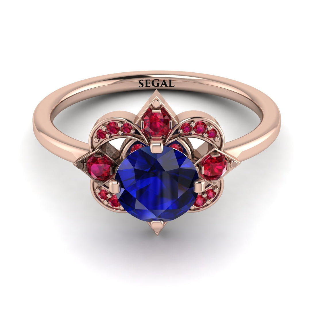Unique Bloom Halo Sapphire Ring - Amanda No. 59