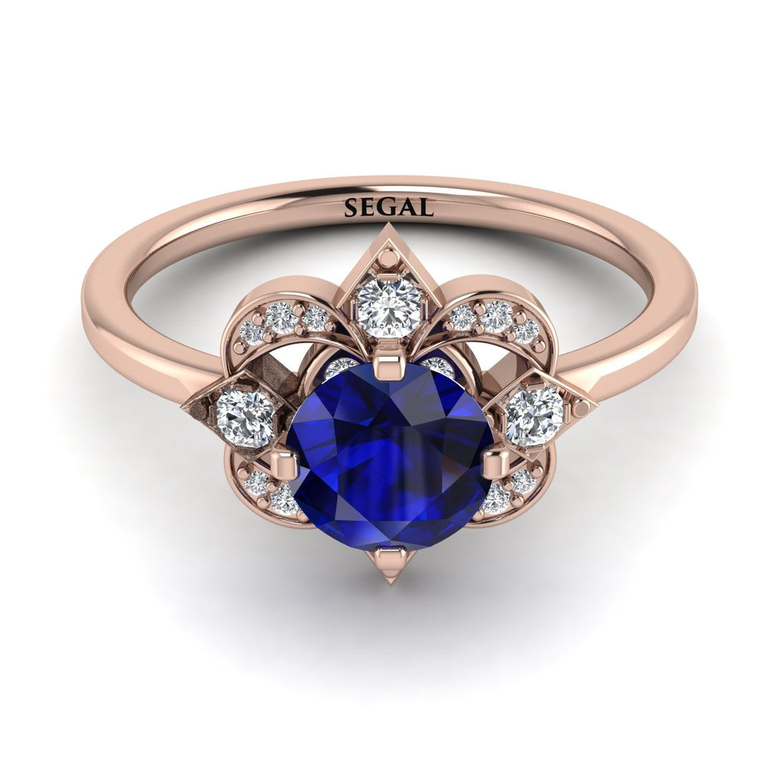 Unique Bloom Halo Sapphire Ring - Amanda No. 14