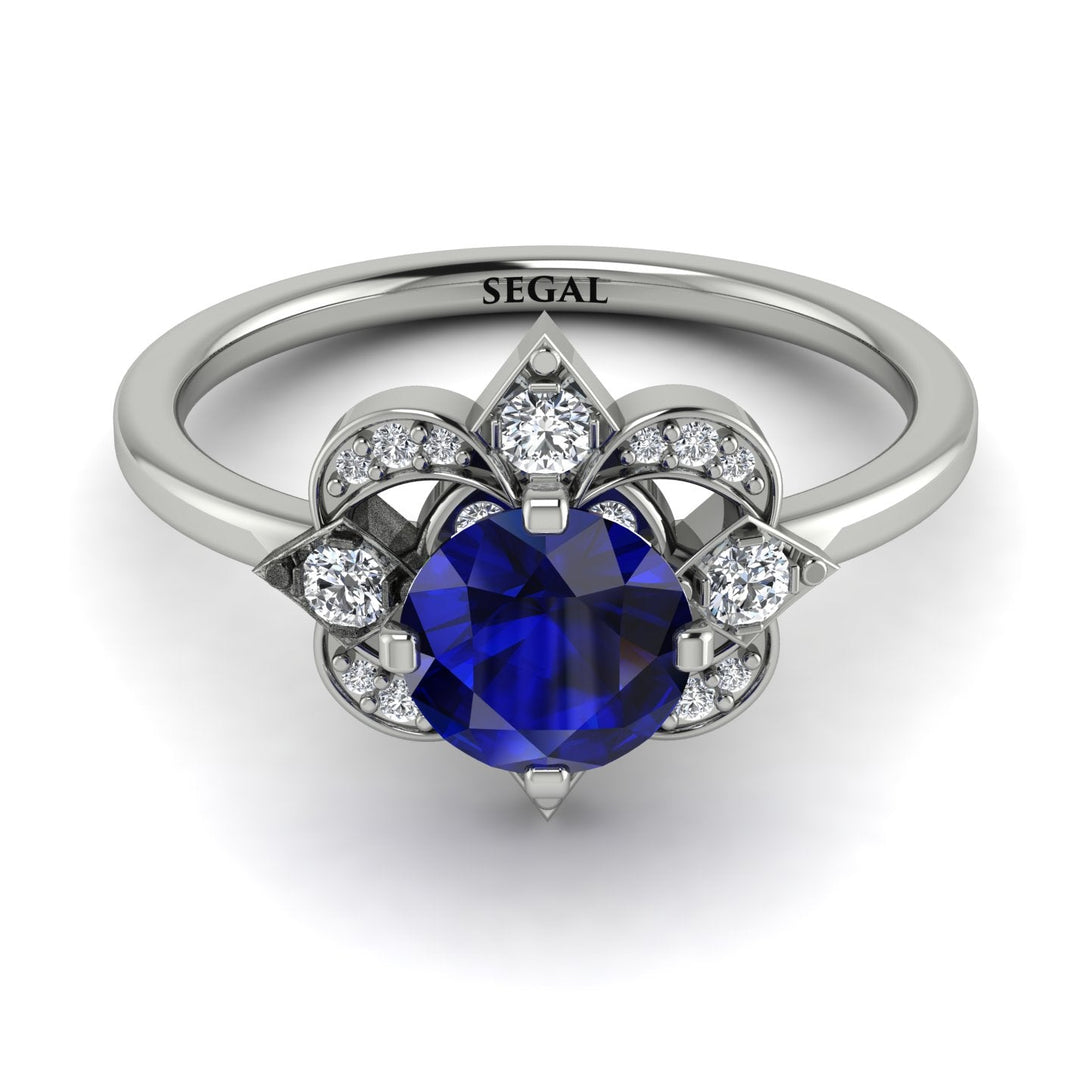 Unique Bloom Halo Sapphire Ring - Amanda No. 15