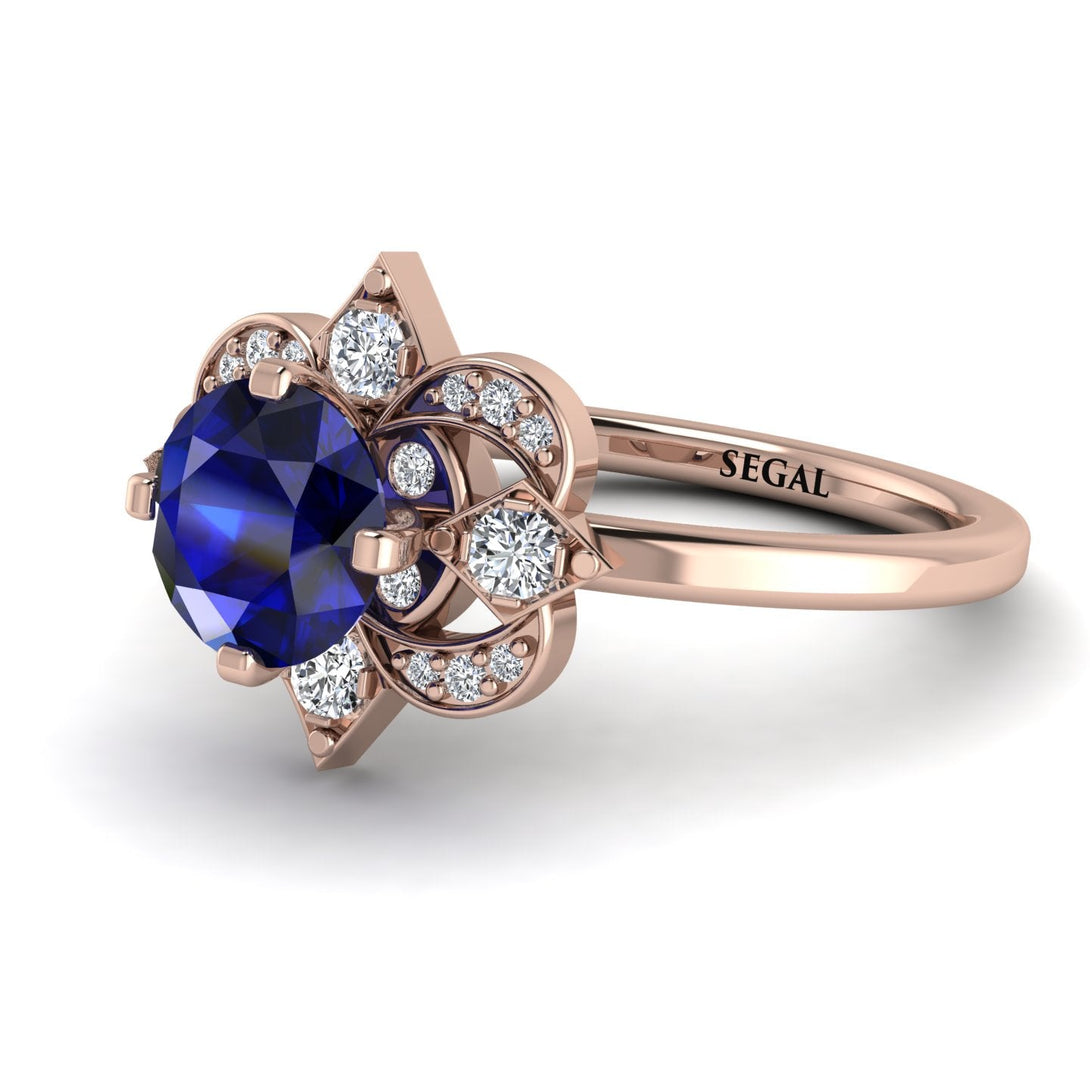 Unique Bloom Halo Sapphire Ring - Amanda No. 14