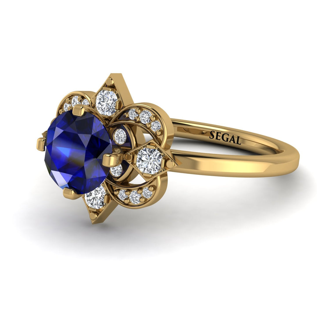 Unique Bloom Halo Sapphire Ring - Amanda No. 13