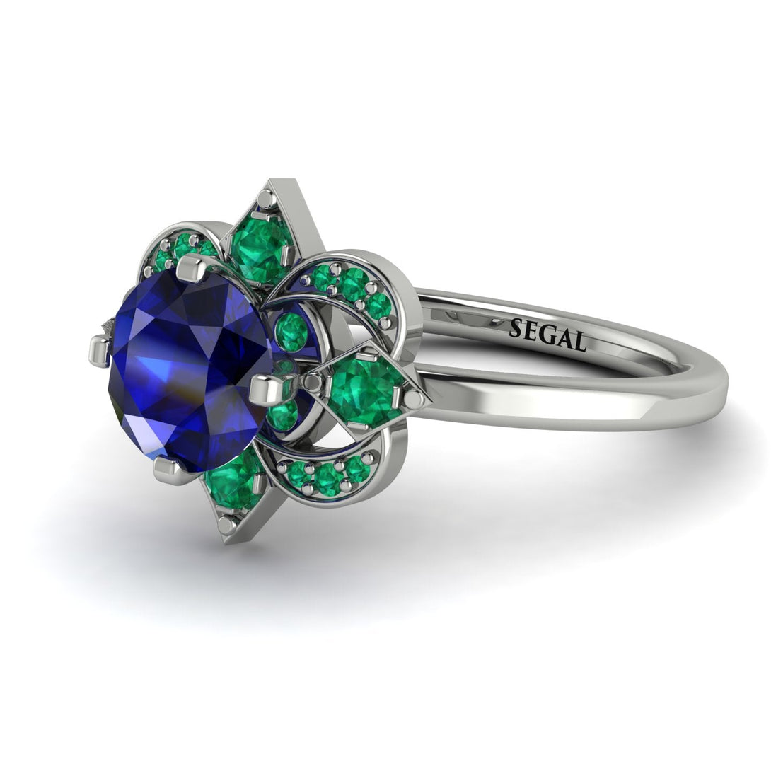 Unique Bloom Halo Sapphire Ring - Amanda No. 30