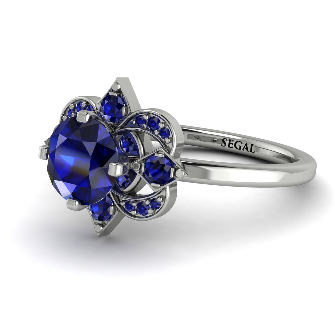 Unique Bloom Halo Sapphire Ring - Amanda No. 75