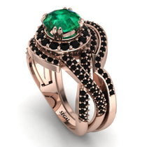 Unique Emerald Halo Bridal Set - Jessica No. 35 image 1