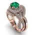 Unique Emerald Halo Bridal Set - Jessica No. 5 image 1