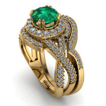 Unique Emerald Halo Bridal Set - Jessica No. 4 image 1
