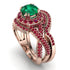 Unique Emerald Halo Bridal Set - Jessica No. 50 image 1
