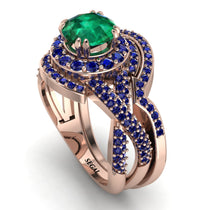 Unique Emerald Halo Bridal Set - Jessica No. 65 image 1