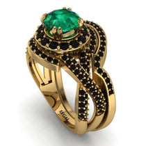 Unique Emerald Halo Bridal Set - Jessica No. 34 image 1