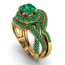 Unique Emerald Halo Bridal Set - Jessica No. 19 image 1