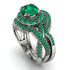 Unique Emerald Halo Bridal Set - Jessica No. 21