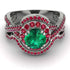 Unique Emerald Halo Bridal Set - Jessica No. 51
