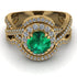 Unique Emerald Halo Bridal Set - Jessica No. 4