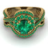 Unique Emerald Halo Bridal Set - Jessica No. 19