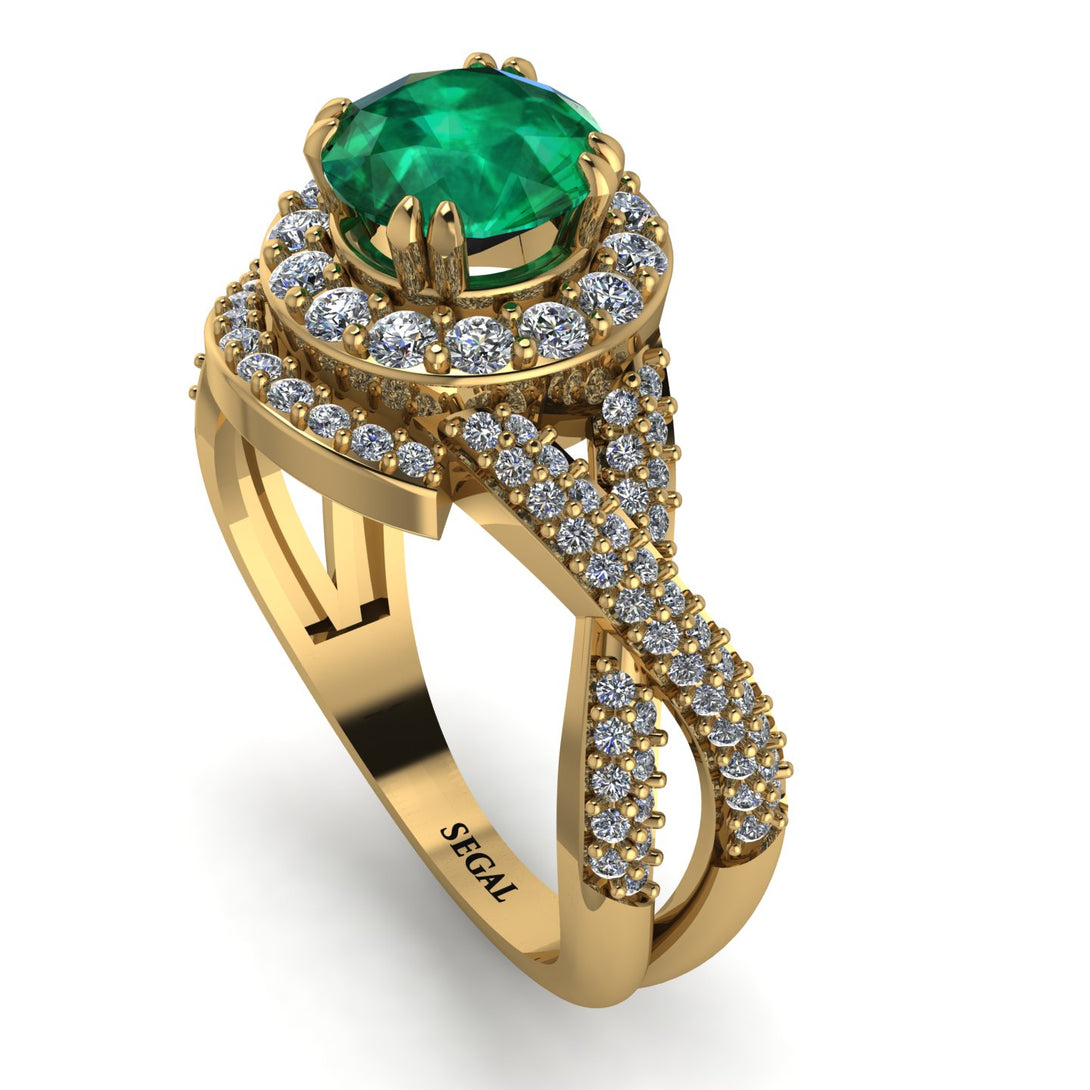 Unique Emerald Halo Engagement Ring - Jessica No. 4