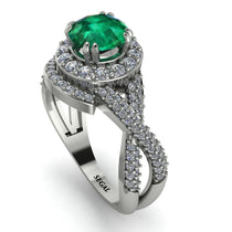 Unique Emerald Halo Engagement Ring - Jessica No. 6 image 1