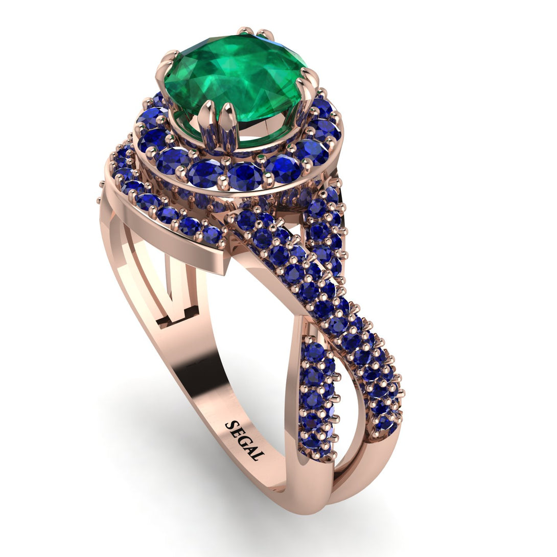 Unique Emerald Halo Engagement Ring - Jessica No. 65