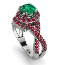 Unique Emerald Halo Engagement Ring - Jessica No. 51 image 1