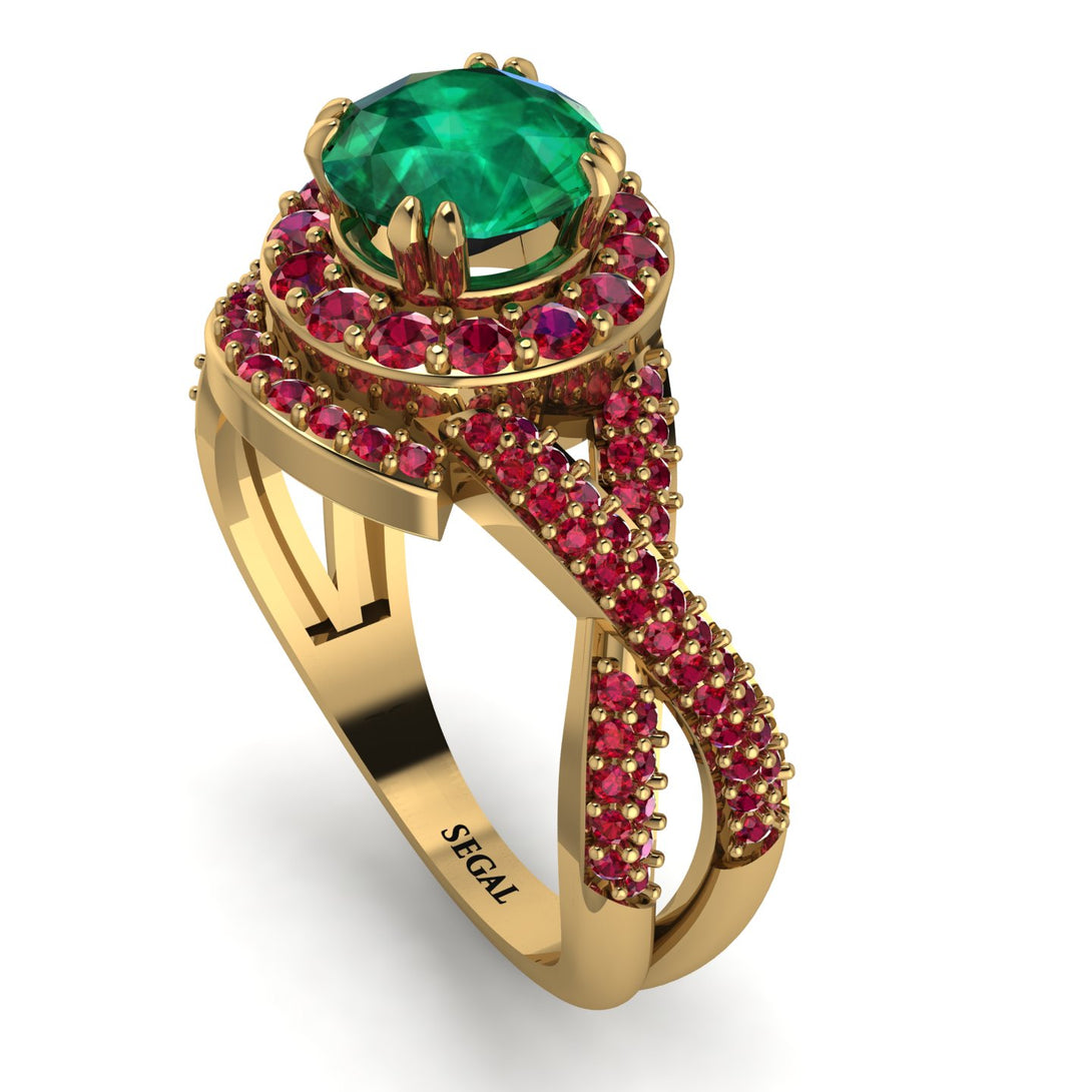 Unique Emerald Halo Engagement Ring - Jessica No. 49