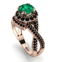 Unique Emerald Halo Engagement Ring - Jessica No. 35 image 1