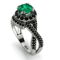 Unique Emerald Halo Engagement Ring - Jessica No. 36 image 1
