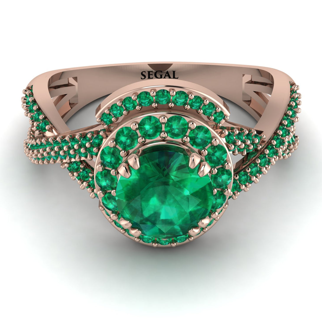 Unique Emerald Halo Engagement Ring - Jessica No. 20