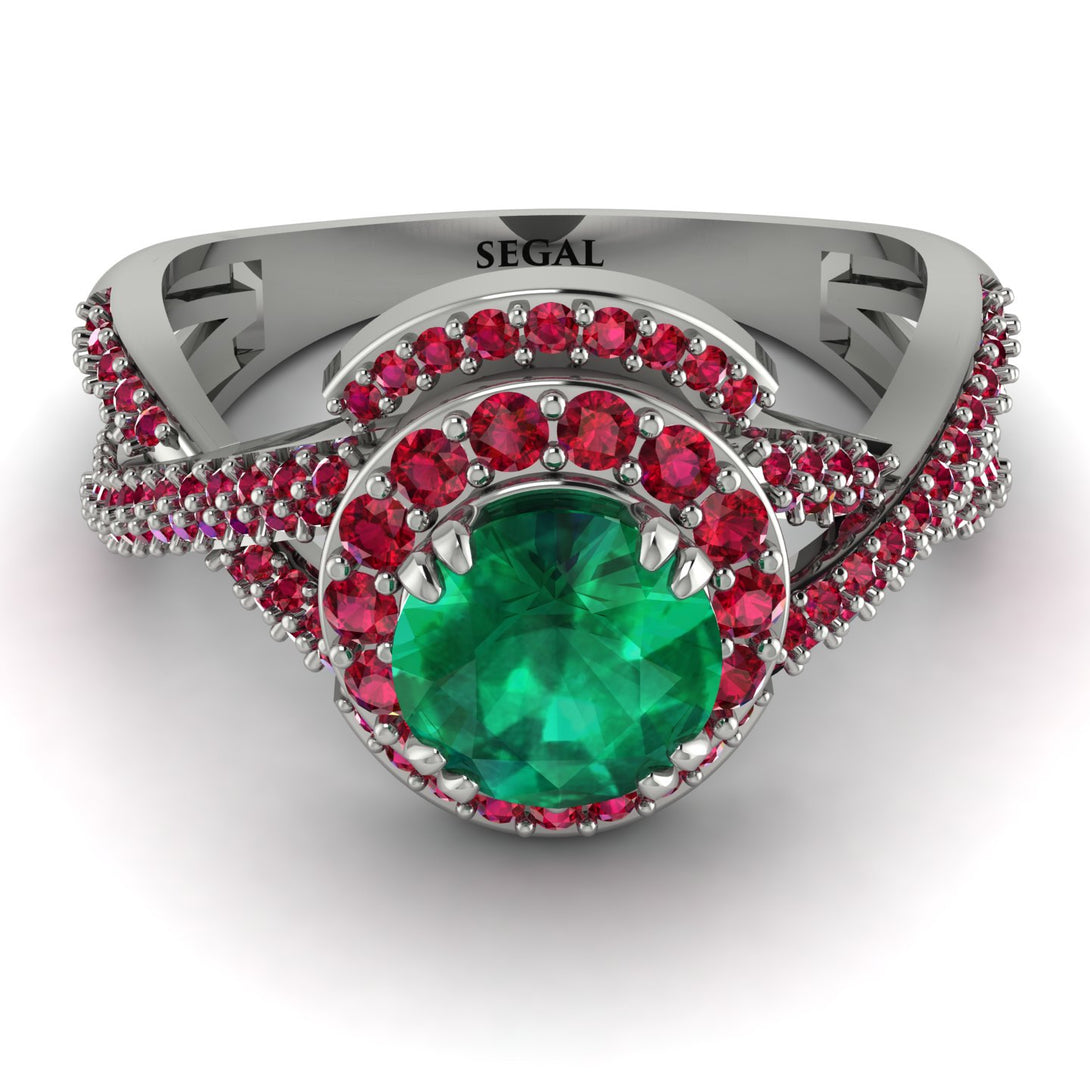 Unique Emerald Halo Engagement Ring - Jessica No. 51