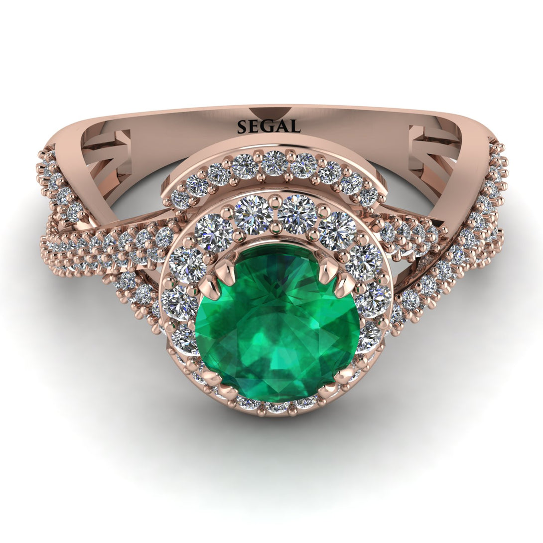 Unique Emerald Halo Engagement Ring - Jessica No. 5