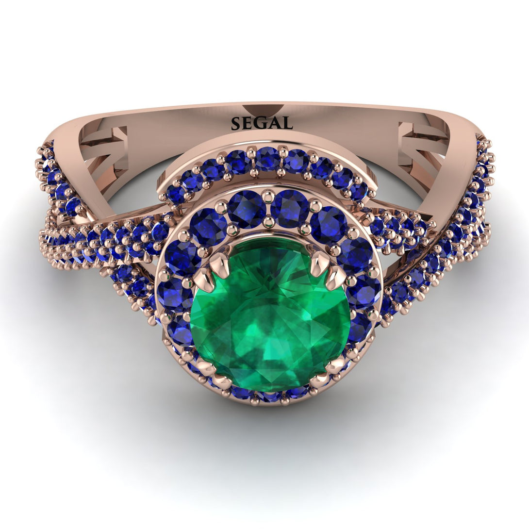Unique Emerald Halo Engagement Ring - Jessica No. 65