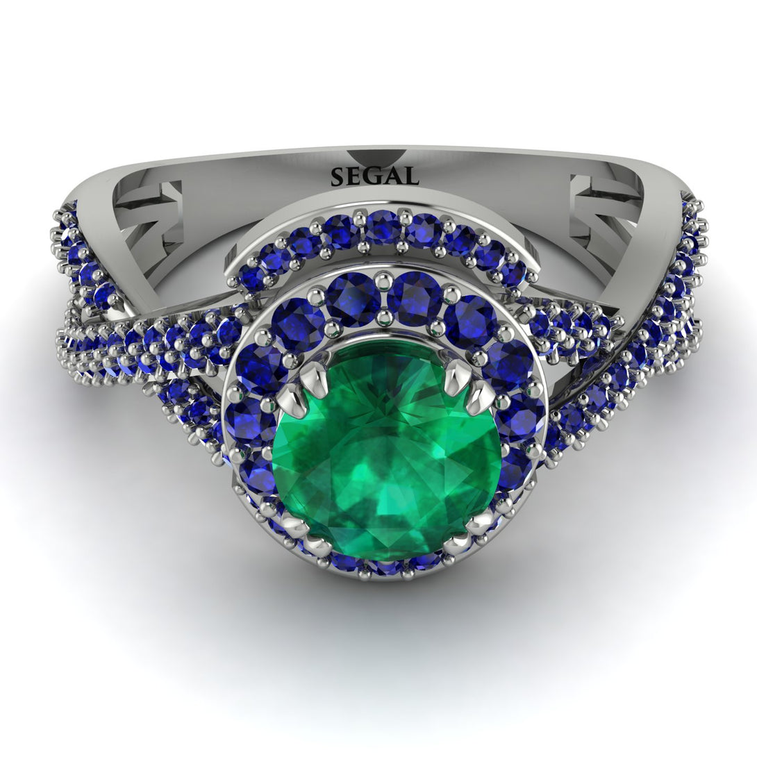 Unique Emerald Halo Engagement Ring - Jessica No. 66