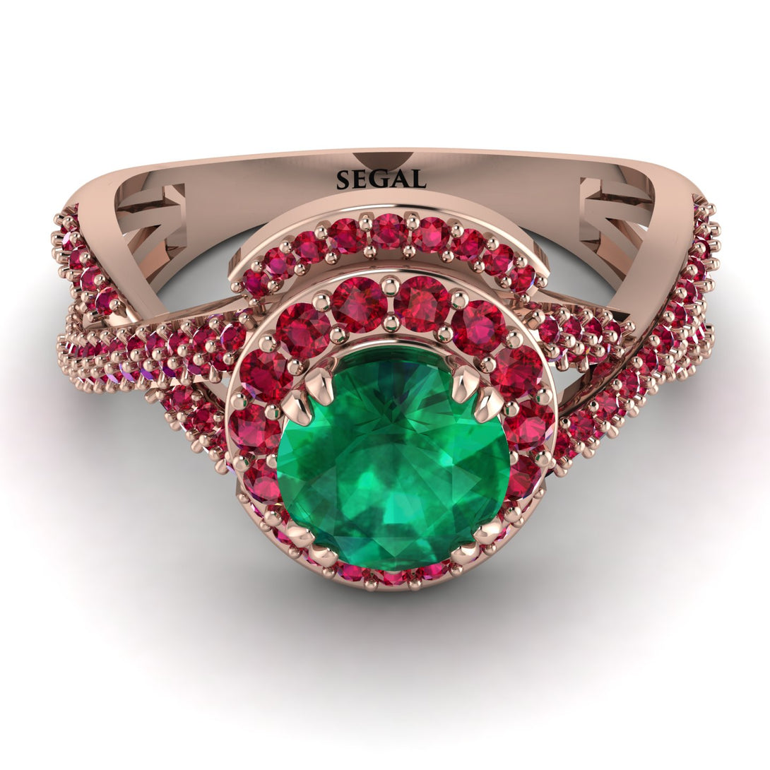 Unique Emerald Halo Engagement Ring - Jessica No. 50