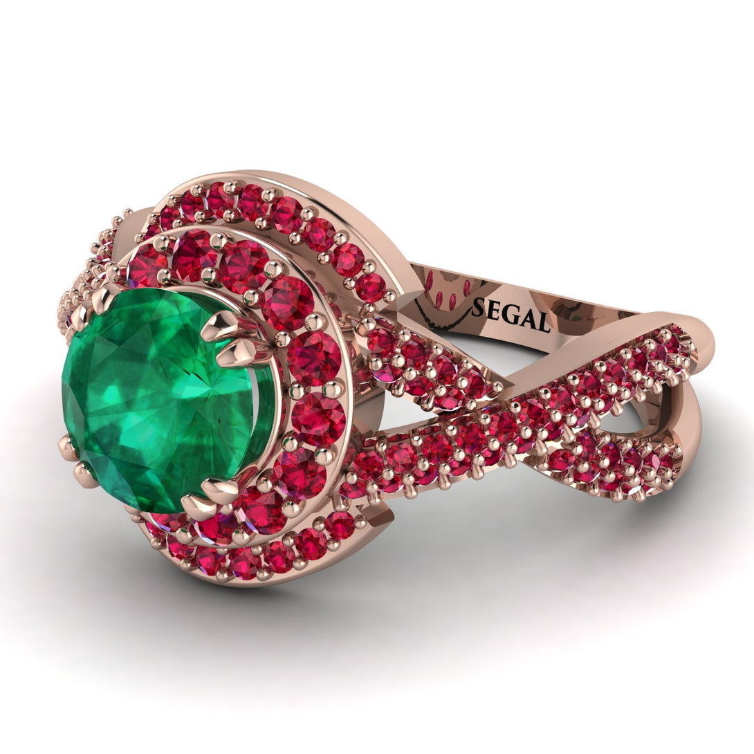 Unique Emerald Halo Engagement Ring - Jessica No. 50