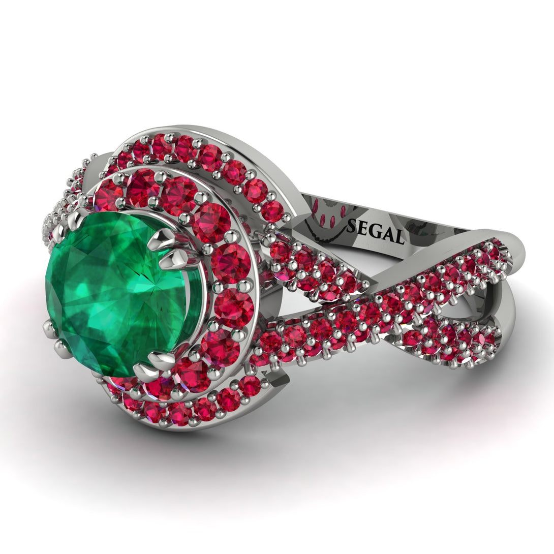 Unique Emerald Halo Engagement Ring - Jessica No. 51