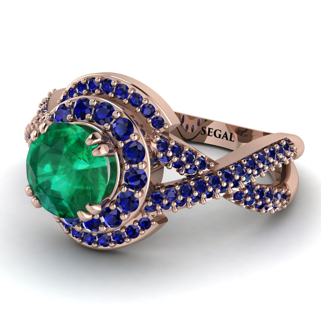 Unique Emerald Halo Engagement Ring - Jessica No. 65