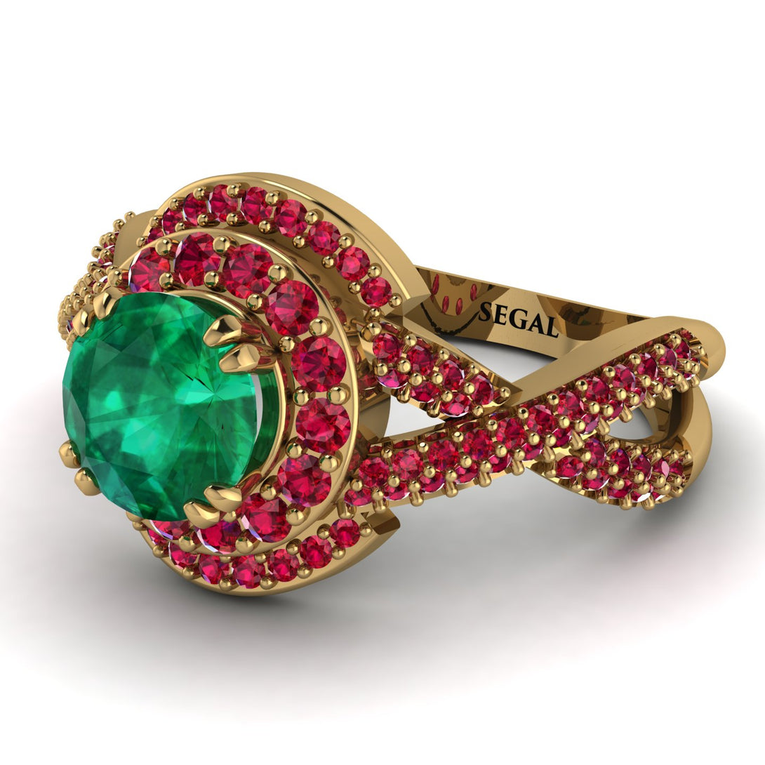 Unique Emerald Halo Engagement Ring - Jessica No. 49