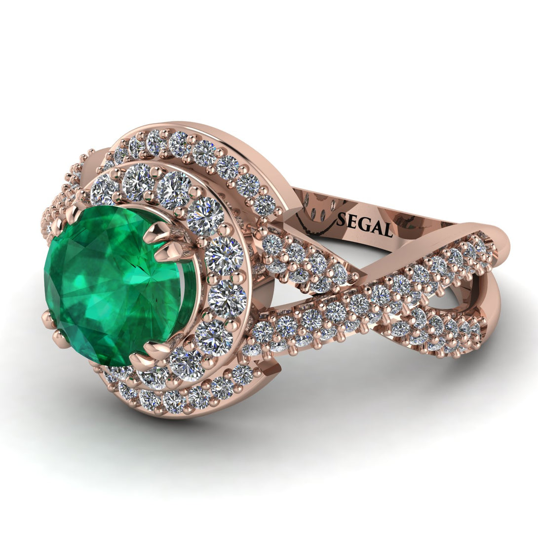 Unique Emerald Halo Engagement Ring - Jessica No. 5
