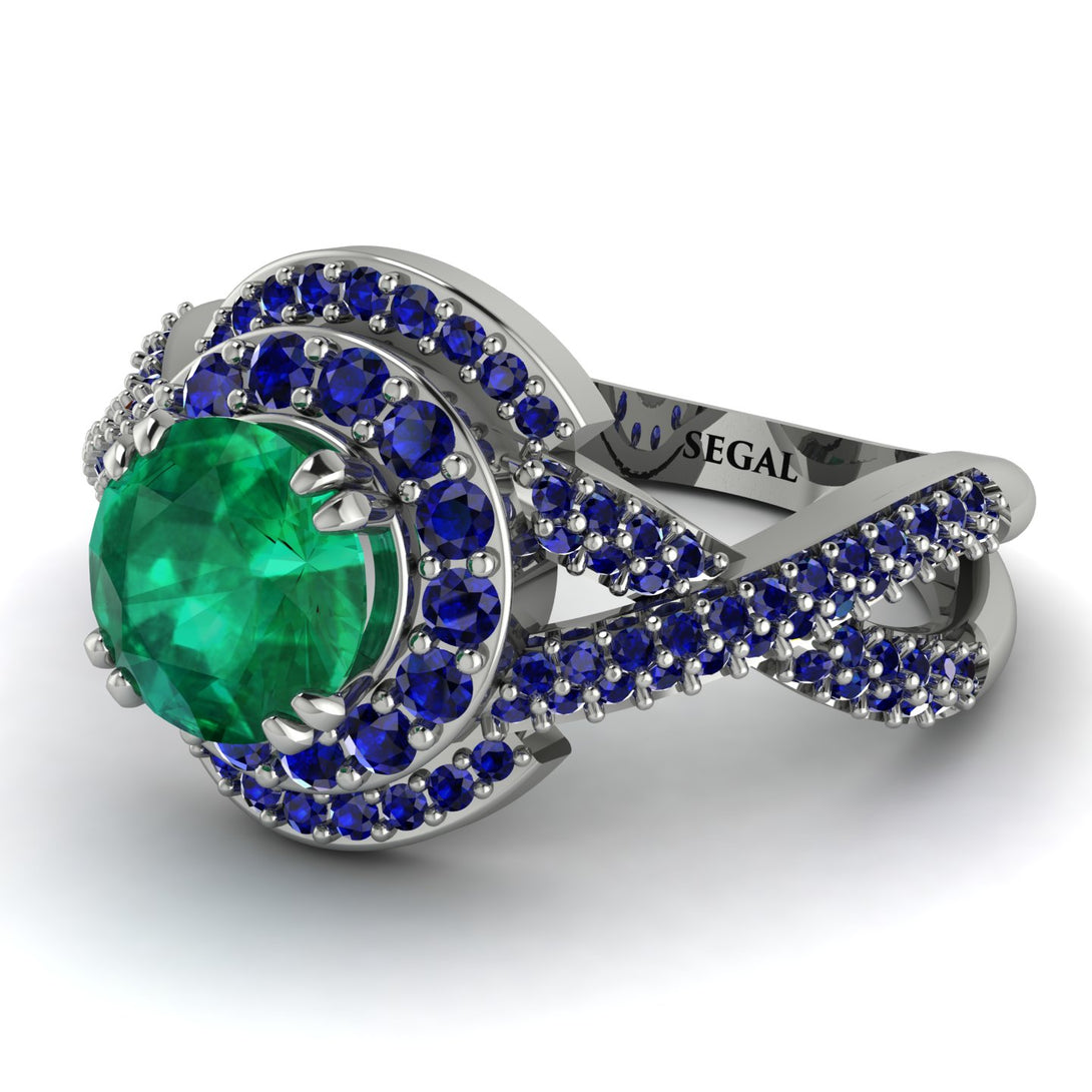 Unique Emerald Halo Engagement Ring - Jessica No. 66