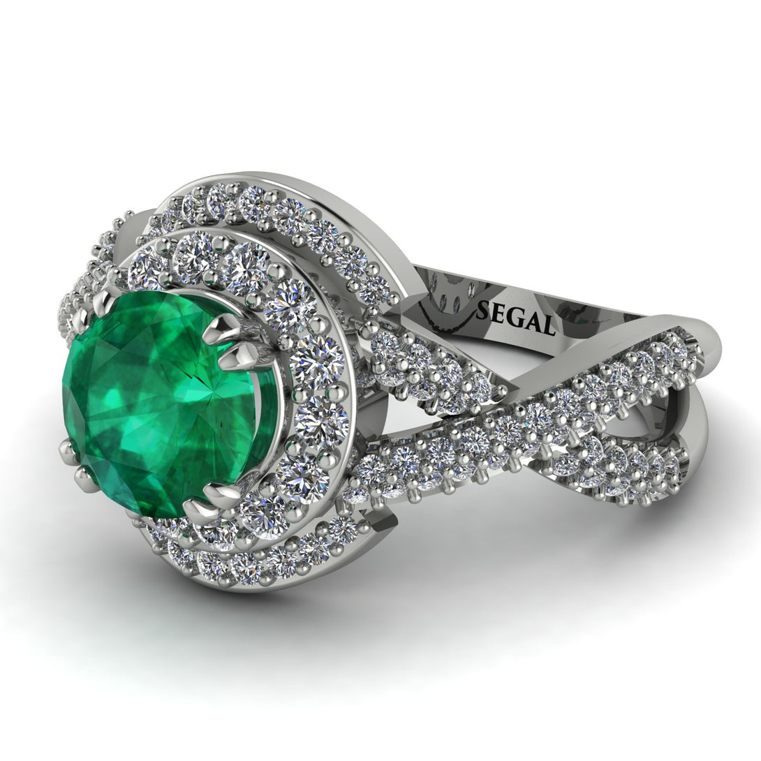 Unique Emerald Halo Engagement Ring - Jessica No. 6