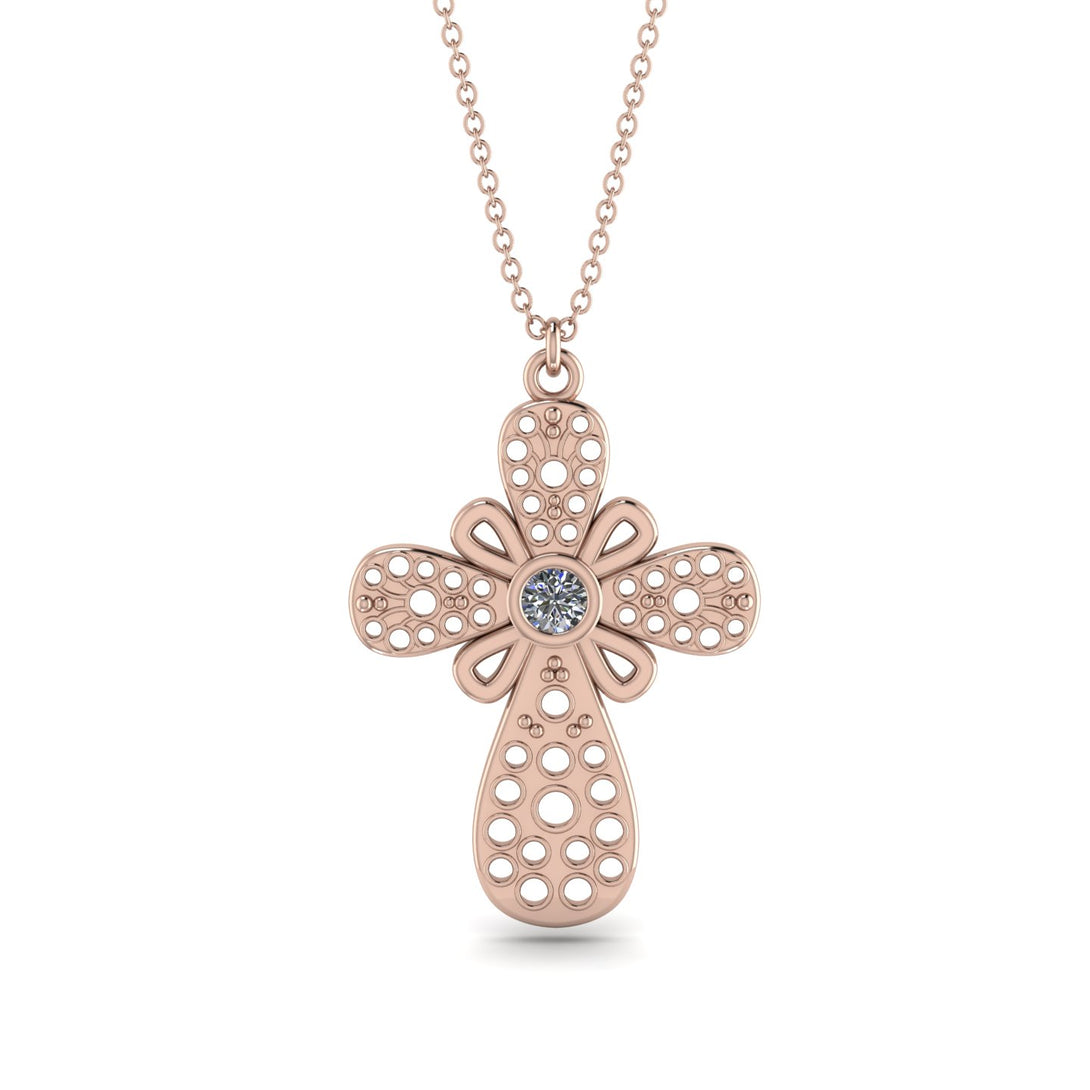 Unique Glam Diamond Cross Necklace - Leo No. 2
