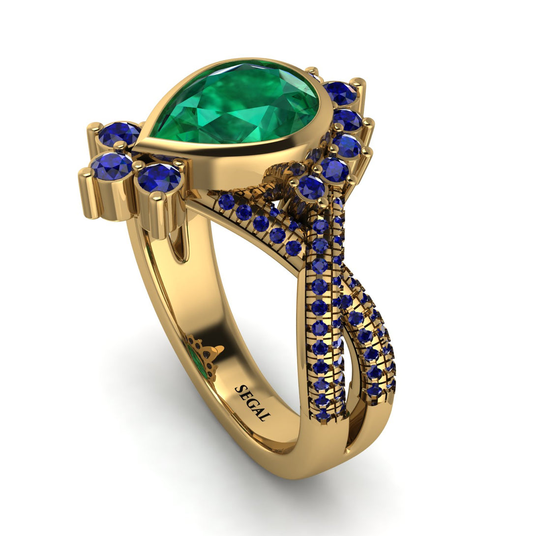 Unique Pear Cut Emerald Ring - Dorothy No. 64