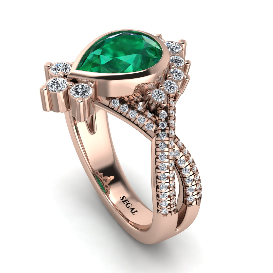 Unique Pear Cut Emerald Ring - Dorothy No. 5