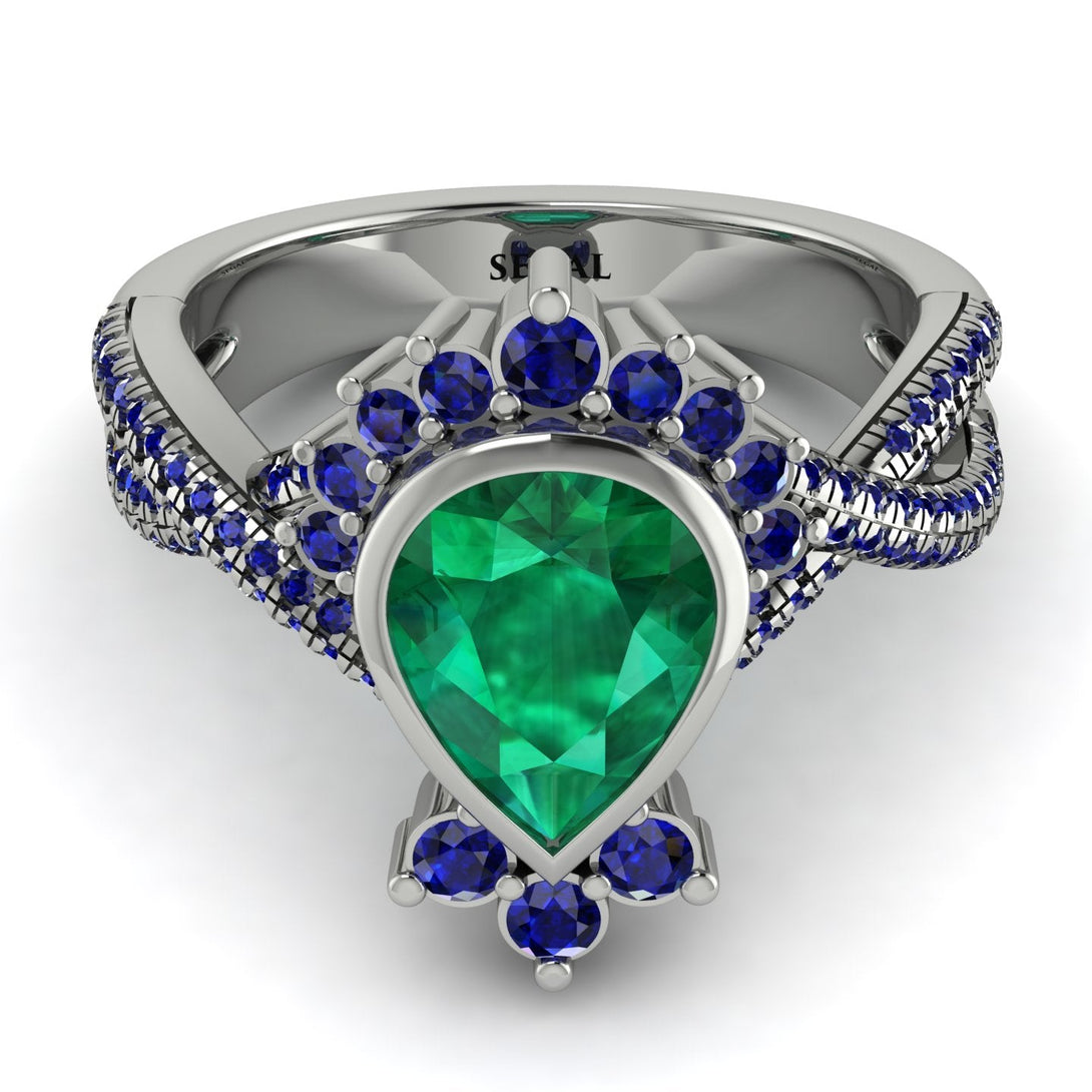 Unique Pear Cut Emerald Ring - Dorothy No. 66